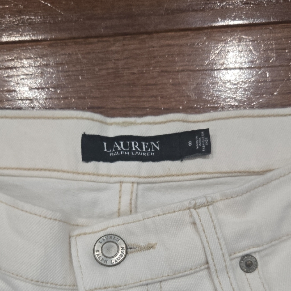 Ralph Lauren Cream, Patchwork Jeans, Size 8 - Picture 4 of 7